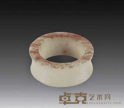 清 白玉带皮箍形饰 长4.2cm